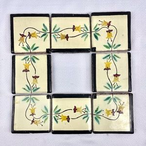 Hand Painted Vintage Talavera Tile Mexican Cadena De Flores Frame Border Tile.